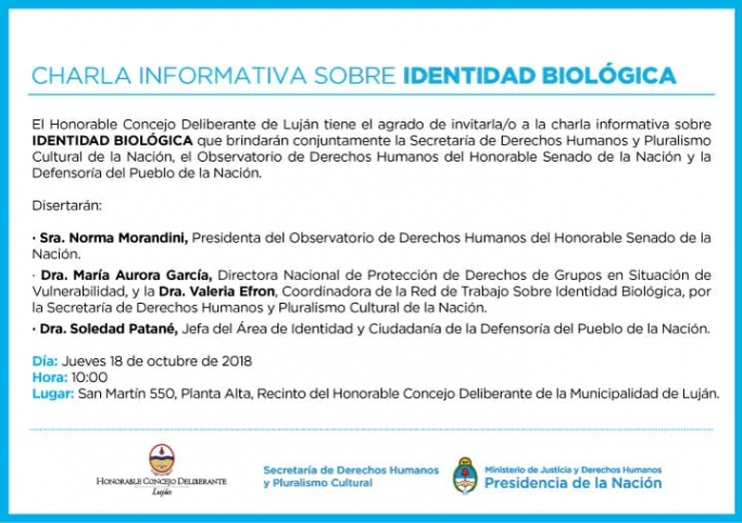 CHARLA INFORMATIVA SOBRE IDENTIDAD BIOLÓGICA