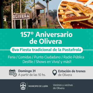 Olivera celebra su aniversario con la 8va edición de la Fiesta Tradicional de la Pastafrola