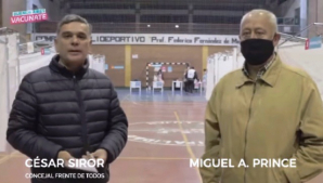 César Siror y Miguel Prince recorrieron el centro de vacunación del polideportivo