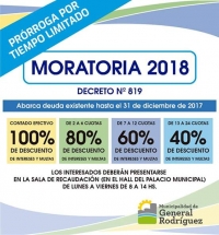 GRAL RODRIGUEZ: SE EXTIENDE LA MORATORIA PARA EL PAGO DE TASAS 